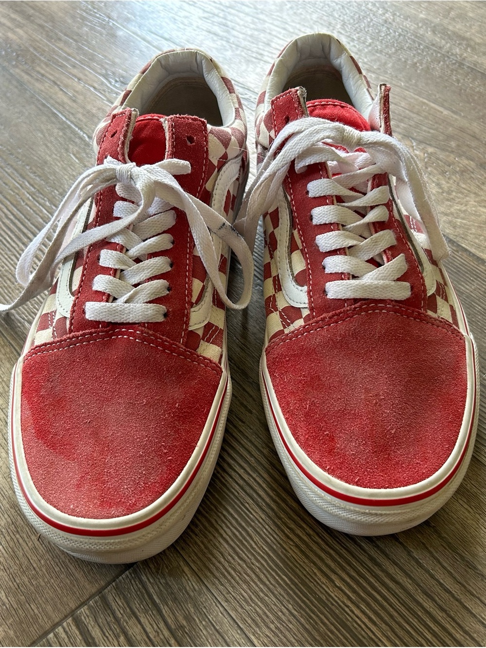 Vans Red and White Checkerboard Old Skool Sneakers